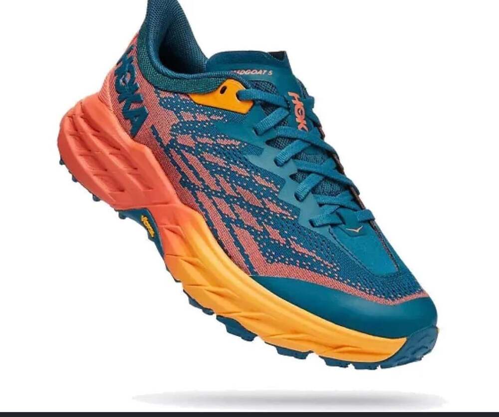 Hoka One Speedgoat 5 Running Shoes SneakerTeal Coral Orange Men’s 8